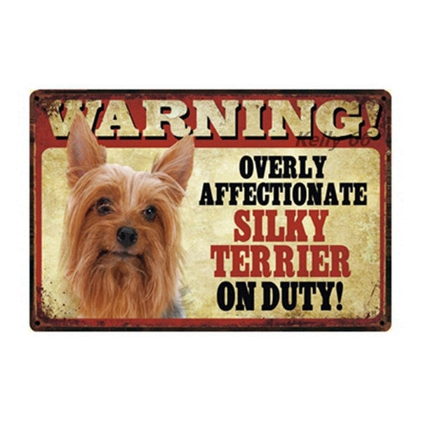 20*30 CM Pets Dog Warning Metal Sign Tin Poster Home Decor