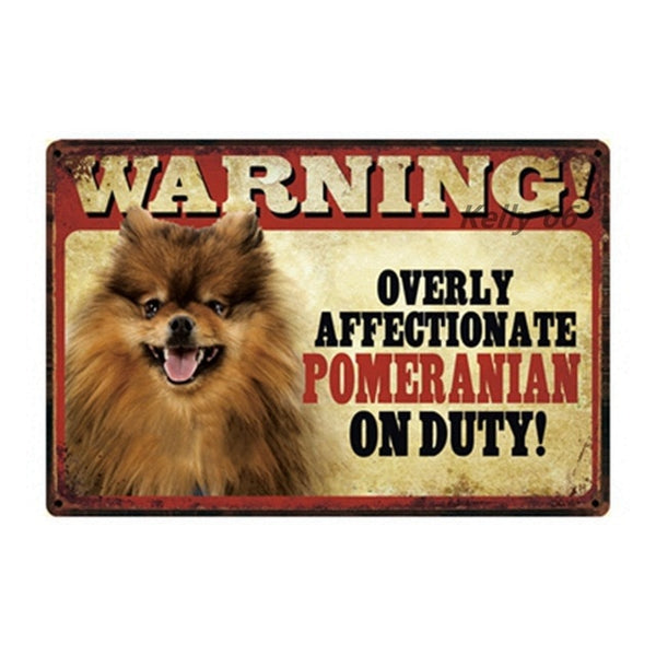 20*30 CM Pets Dog Warning Metal Sign Tin Poster Home Decor