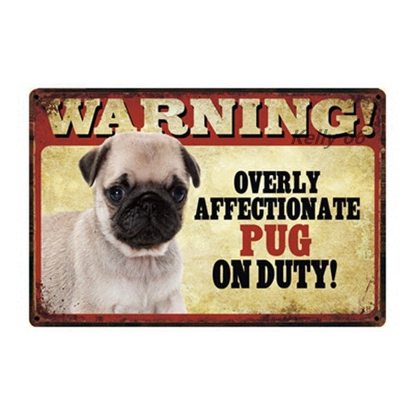 20*30 CM Pets Dog Warning Metal Sign Tin Poster Home Decor