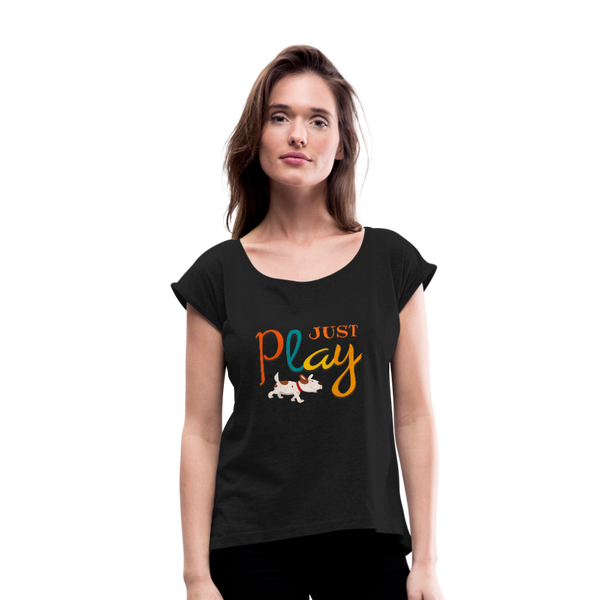 "CQ Original" - Just Play - Women's Roll Cuff T-Shirt - black