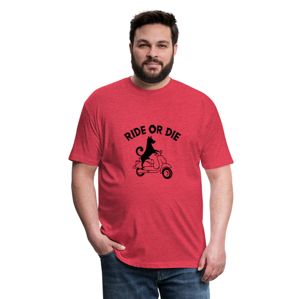 "CQ Original" -Ride or Die Dog Moped -Fitted Cotton/Poly T-Shirt by Next Level - heather red