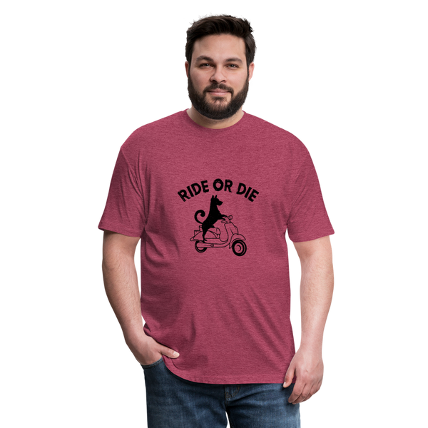 "CQ Original" -Ride or Die Dog Moped -Fitted Cotton/Poly T-Shirt by Next Level - heather burgundy