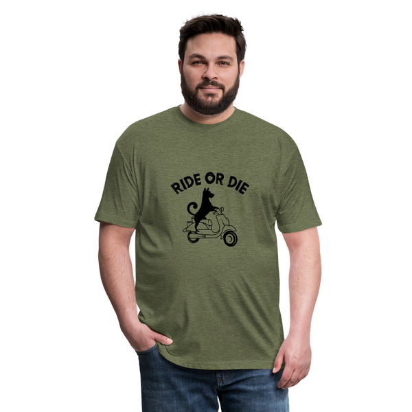 "CQ Original" -Ride or Die Dog Moped -Fitted Cotton/Poly T-Shirt by Next Level - heather military green