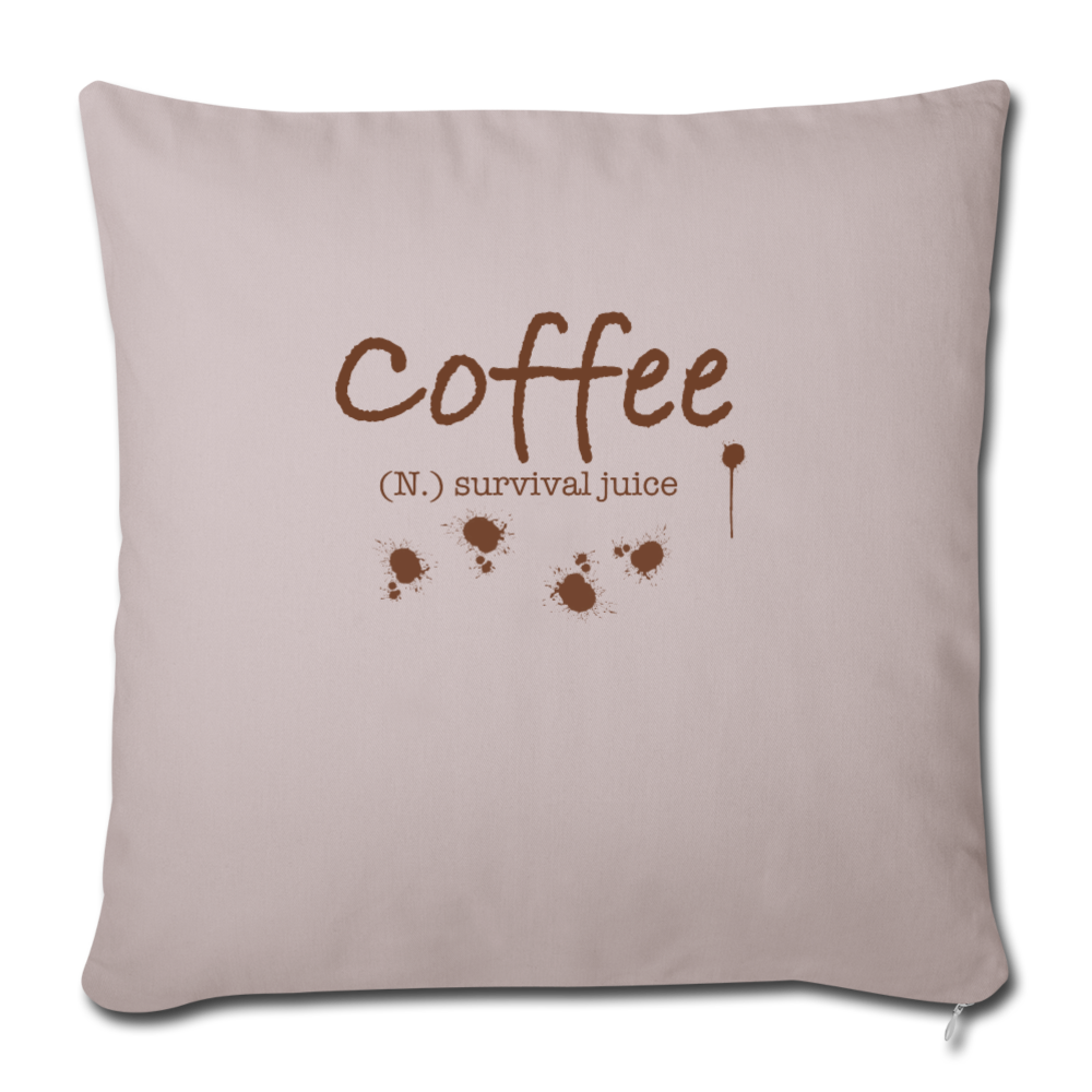 "CQ Original" - Coffee Survival Juice - Throw Pillow Cover 18” x 18” - light taupe