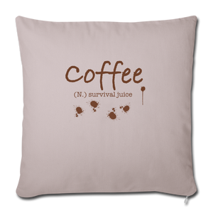 "CQ Original" - Coffee Survival Juice - Throw Pillow Cover 18” x 18” - light taupe