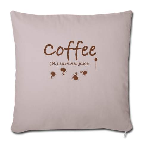 "CQ Original" - Coffee Survival Juice - Throw Pillow Cover 18” x 18” - light taupe