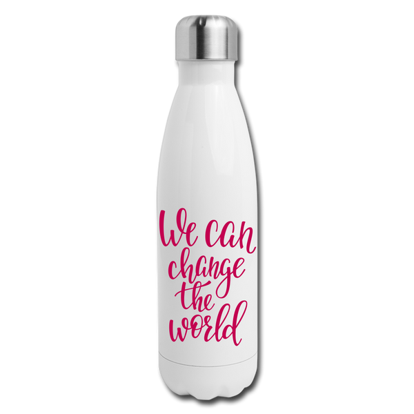 "CQ Original" - Change the World - PINK - Insulated Stainless Steel Water Bottle - white