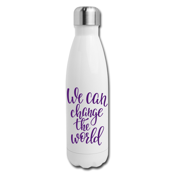 "CQ Original" - Change the World - Insulated Stainless Steel Water Bottle - white