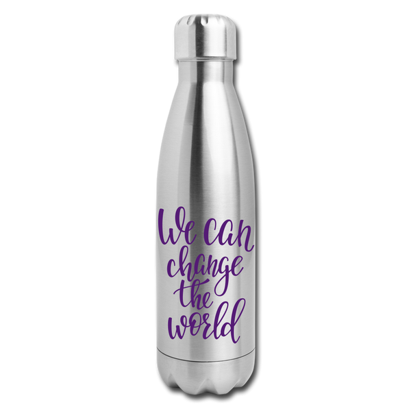 "CQ Original" - Change the World - Insulated Stainless Steel Water Bottle - silver