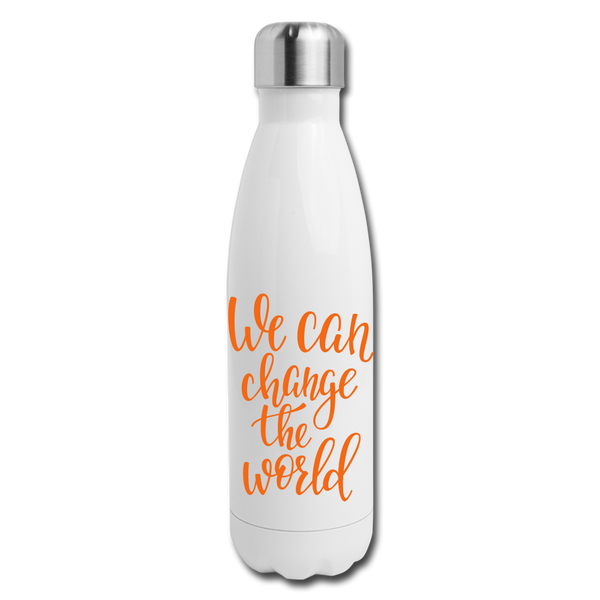 "CQ Original" - Change the World - ORANGE -Insulated Stainless Steel Water Bottle - white