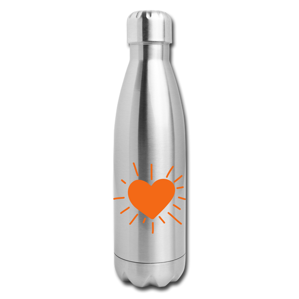 "CQ Original" - Change the World - ORANGE -Insulated Stainless Steel Water Bottle - silver