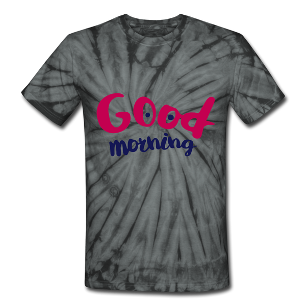 "CQ Original" Good Morning - Unisex Tie Dye T-Shirt - spider black