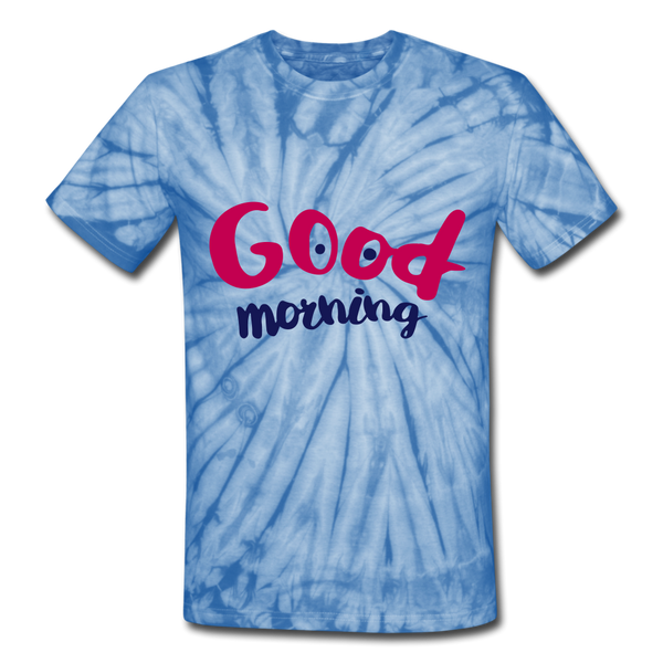 "CQ Original" Good Morning - Unisex Tie Dye T-Shirt - spider baby blue