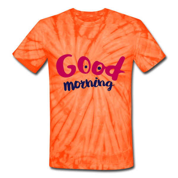 "CQ Original" Good Morning - Unisex Tie Dye T-Shirt - spider orange