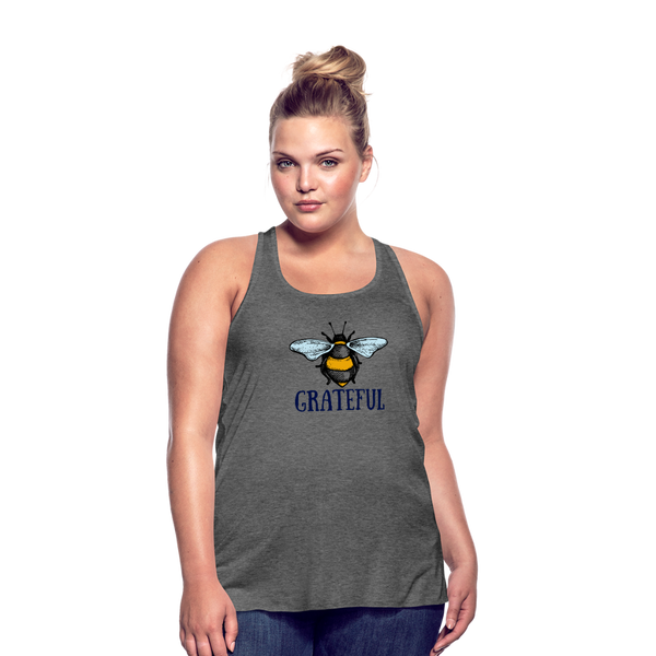 "CQ Original" Bee Grateful - Women's Flowy Tank Top by Bella - deep heather