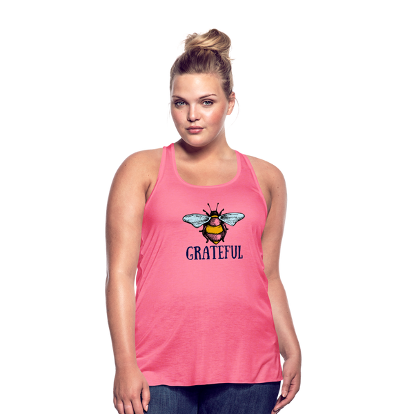 "CQ Original" Bee Grateful - Women's Flowy Tank Top by Bella - neon pink