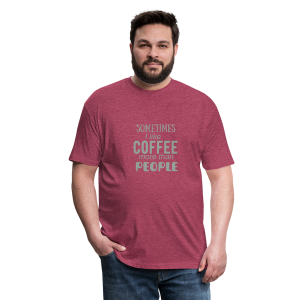 "CQ Original"  Sometimes I like Coffee - Fitted Cotton/Poly T-Shirt by Next Level - heather burgundy