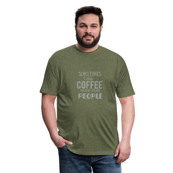 "CQ Original"  Sometimes I like Coffee - Fitted Cotton/Poly T-Shirt by Next Level - heather military green