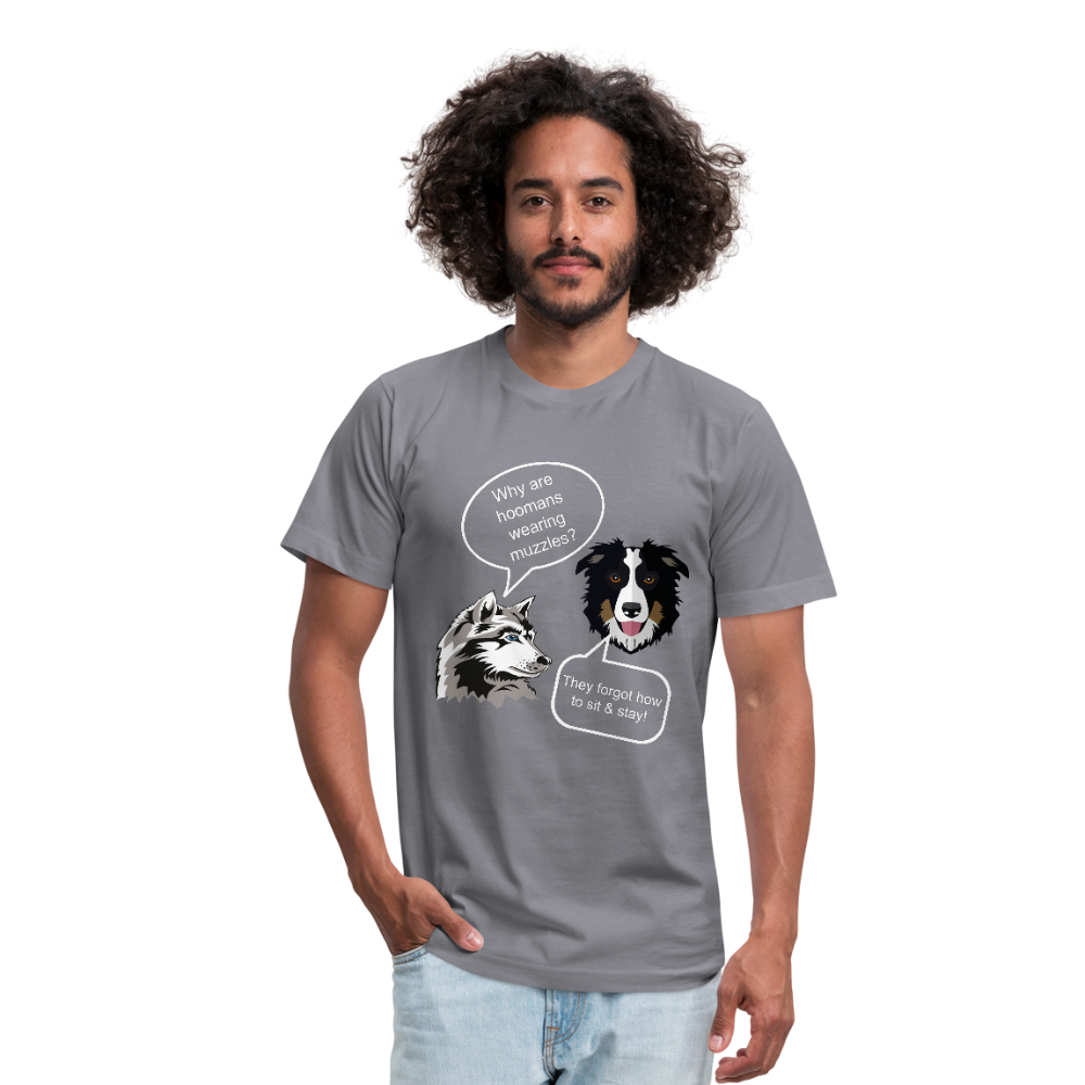 "CQ Original" Hoomans wearing masks - Unisex Jersey T-Shirt by Bella + Canvas - slate