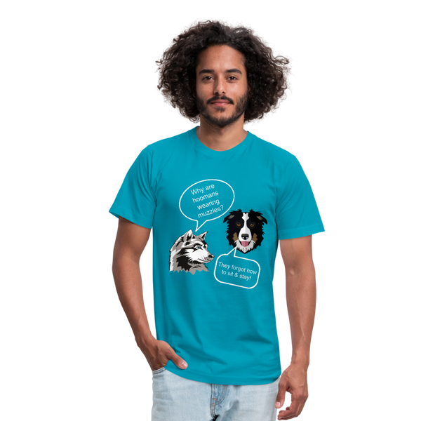 "CQ Original" Hoomans wearing masks - Unisex Jersey T-Shirt by Bella + Canvas - turquoise