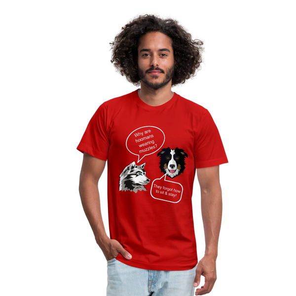 "CQ Original" Hoomans wearing masks - Unisex Jersey T-Shirt by Bella + Canvas - red