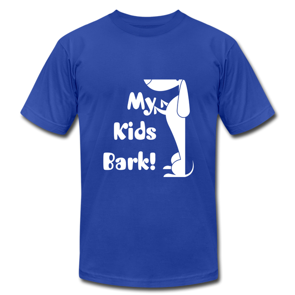 "CQ Original" My Kids Bark" Unisex Jersey T-Shirt by Bella + Canvas - royal blue