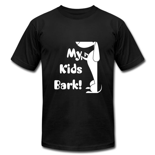 "CQ Original" My Kids Bark" Unisex Jersey T-Shirt by Bella + Canvas - black