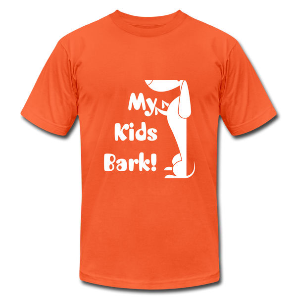 "CQ Original" My Kids Bark" Unisex Jersey T-Shirt by Bella + Canvas - orange