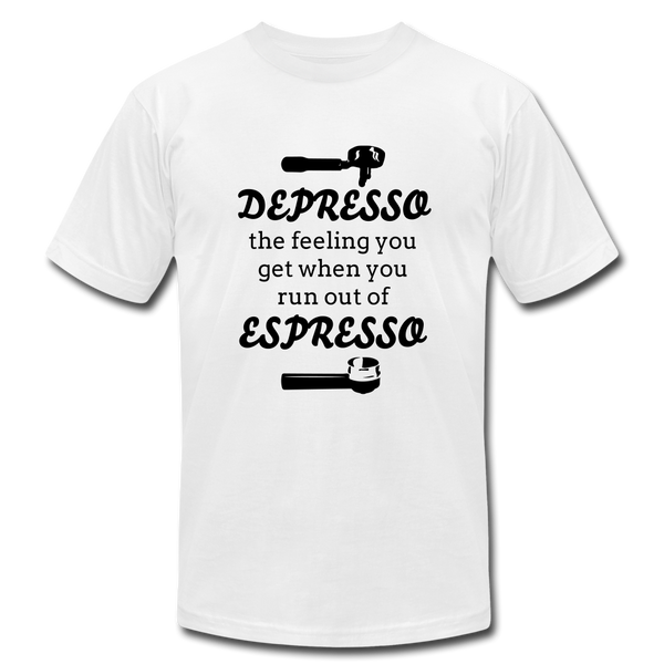 "CQ Original" Depresso - Espresso  Unisex Jersey T-Shirt by Bella + Canvas - white