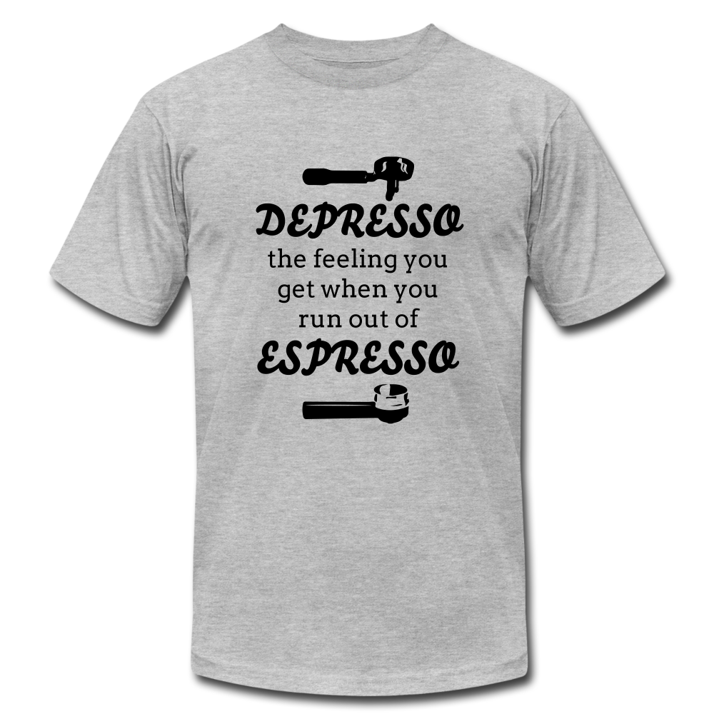 "CQ Original" Depresso - Espresso  Unisex Jersey T-Shirt by Bella + Canvas - heather gray