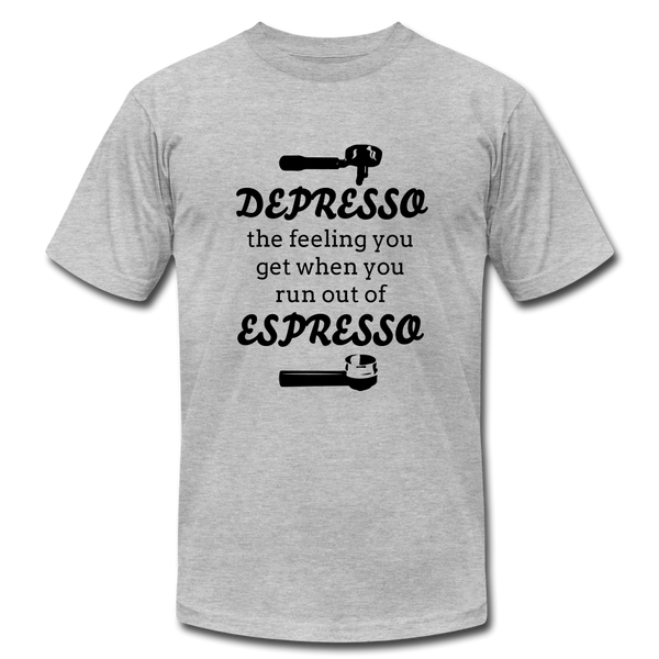 "CQ Original" Depresso - Espresso  Unisex Jersey T-Shirt by Bella + Canvas - heather gray