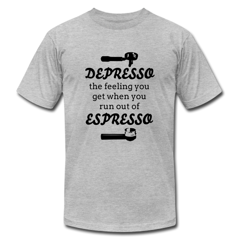 "CQ Original" Depresso - Espresso  Unisex Jersey T-Shirt by Bella + Canvas - heather gray