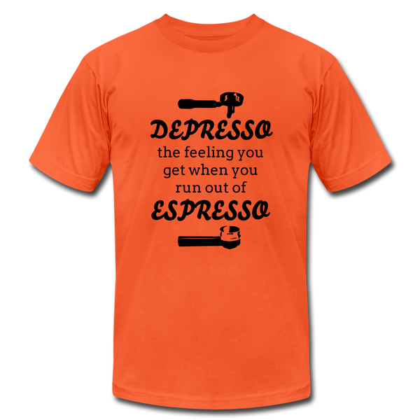 "CQ Original" Depresso - Espresso  Unisex Jersey T-Shirt by Bella + Canvas - orange