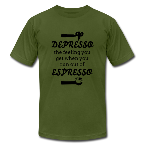 "CQ Original" Depresso - Espresso  Unisex Jersey T-Shirt by Bella + Canvas - olive