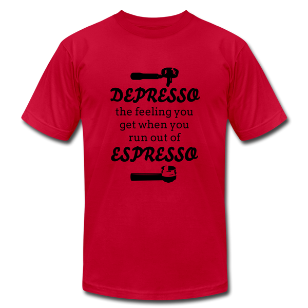 "CQ Original" Depresso - Espresso  Unisex Jersey T-Shirt by Bella + Canvas - red