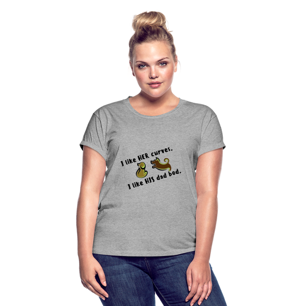 "CQ Original" I like HER curves .. Women's Relaxed Fit T-Shirt - heather gray