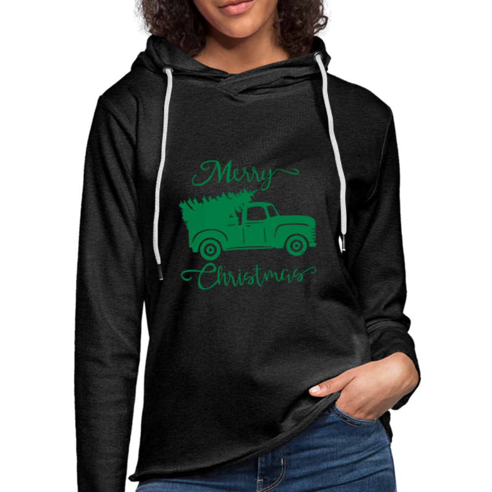 "CQ Original" Merry Christmas Truck - Unisex Lightweight Terry Hoodie - charcoal gray
