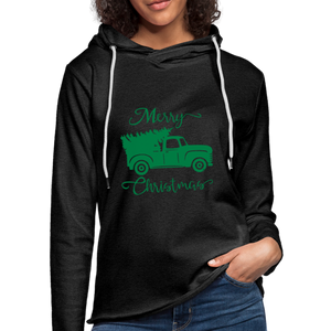 "CQ Original" Merry Christmas Truck - Unisex Lightweight Terry Hoodie - charcoal gray