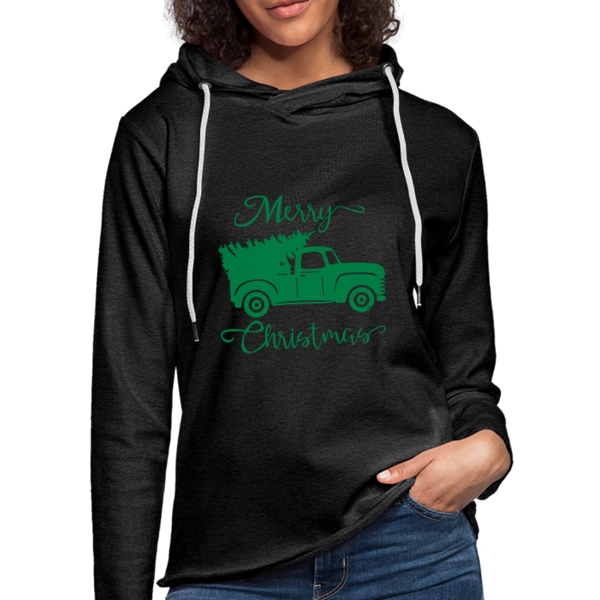 "CQ Original" Merry Christmas Truck - Unisex Lightweight Terry Hoodie - charcoal gray