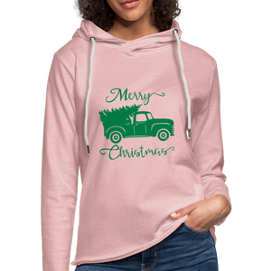 "CQ Original" Merry Christmas Truck - Unisex Lightweight Terry Hoodie - cream heather pink