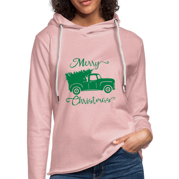 "CQ Original" Merry Christmas Truck - Unisex Lightweight Terry Hoodie - cream heather pink