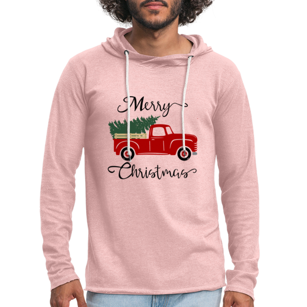 "CQ Original" Christmas Truck - Colored Unisex Lightweight Terry Hoodie - cream heather pink