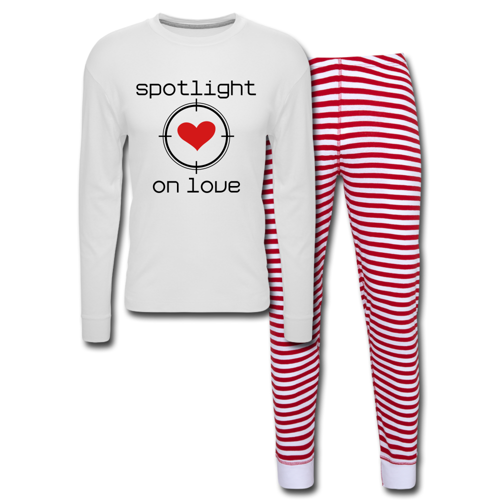 " CQ Original" Spotlight On Love Unisex Pajama Set - white/red stripe