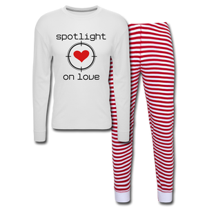 " CQ Original" Spotlight On Love Unisex Pajama Set - white/red stripe