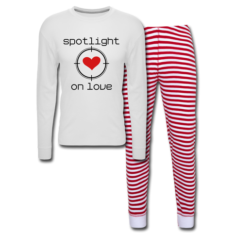 " CQ Original" Spotlight On Love Unisex Pajama Set - white/red stripe