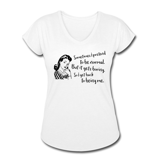 "CQ Original" Back to being Me - Women's Tri-Blend V-Neck T-Shirt - white