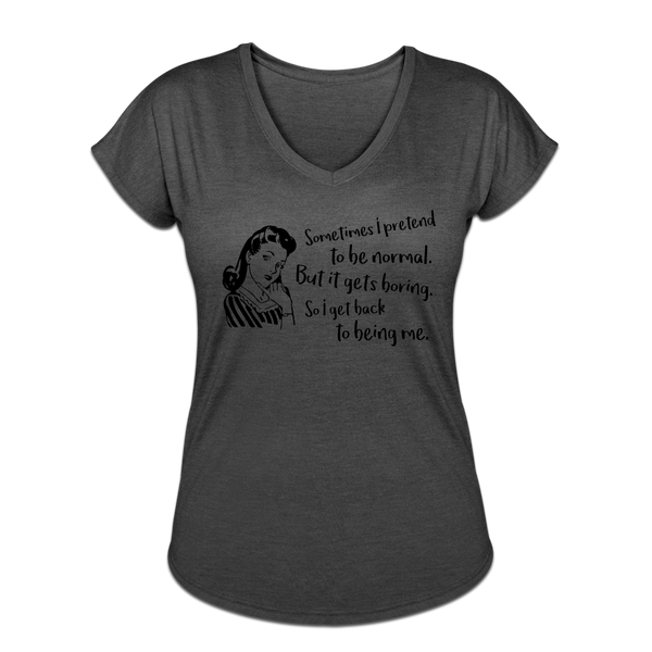 "CQ Original" Back to being Me - Women's Tri-Blend V-Neck T-Shirt - deep heather