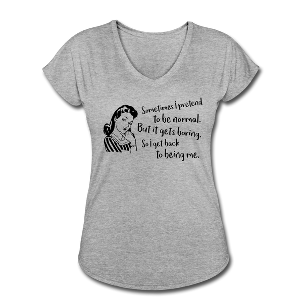 "CQ Original" Back to being Me - Women's Tri-Blend V-Neck T-Shirt - heather gray