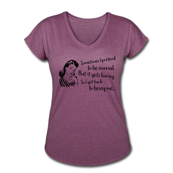 "CQ Original" Back to being Me - Women's Tri-Blend V-Neck T-Shirt - heather plum