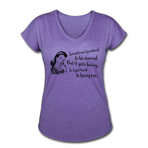 "CQ Original" Back to being Me - Women's Tri-Blend V-Neck T-Shirt - purple heather